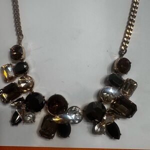 ALDO Statement Bib Necklace – Multi-Tone Gemstones, Gold Chain